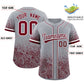 Custom Gray Crimson Floral Print Pattern Full Button Gradient Fashion Baseball Jersey Limited