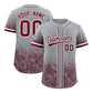 Custom Gray Crimson Floral Print Pattern Full Button Gradient Fashion Baseball Jersey