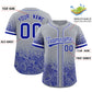 Custom Gray Royal Floral Print Pattern Full Button Gradient Fashion Baseball Jersey Limited