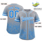 Custom Gray Light Blue Floral Print Pattern Full Button Gradient Fashion Baseball Jersey Limited