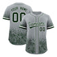 Custom Gray Green Floral Print Pattern Full Button Gradient Fashion Baseball Jersey