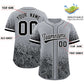 Custom Gray Black Floral Print Pattern Full Button Gradient Fashion Baseball Jersey Limited