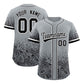 Custom Gray Black Floral Print Pattern Full Button Gradient Fashion Baseball Jersey