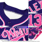 Custom Teal Navy Floral Print Pattern Full Button Gradient Fashion Baseball Jersey Limited