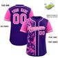 Custom Purple Pink Split Personalized Graffiti Raglan Sleeve Authentic Baseball Jersey Limited