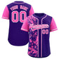 Custom Purple Pink Split Personalized Graffiti Raglan Sleeve Authentic Baseball Jersey