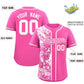 Custom Pink White Split Personalized Graffiti Raglan Sleeve Authentic Baseball Jersey Limited