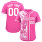 Custom Pink White Split Personalized Graffiti Raglan Sleeve Authentic Baseball Jersey