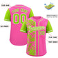 Custom Pink Neon Green Split Personalized Graffiti Raglan Sleeve Authentic Baseball Jersey Limited