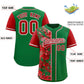 Custom Green Red Split Personalized Graffiti Raglan Sleeve Authentic Baseball Jersey Limited