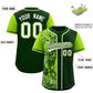 Custom Green Neon Green Split Personalized Graffiti Raglan Sleeve Authentic Baseball Jersey Limited