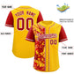 Custom Yellow Red Split Personalized Graffiti Raglan Sleeve Authentic Baseball Jersey Limited