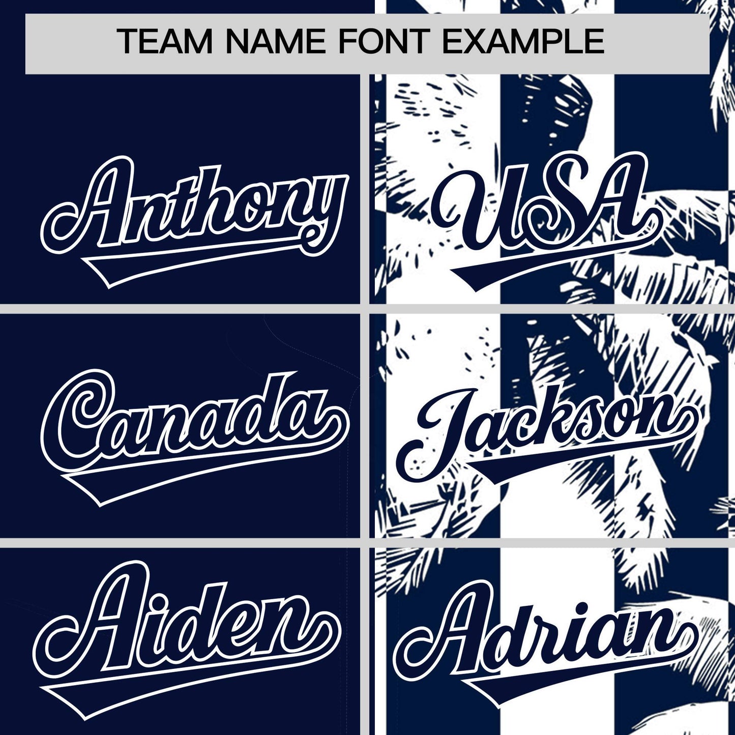 Custom Navy White Split Fashion Coconut Tree Design Authentic Baseball Jersey Limited