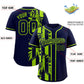 Custom Navy Neon Green Split Fashion Coconut Tree Design Authentic Baseball Jersey Limited