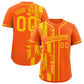 Custom Orange Yellow Split Fashion Coconut Tree Design Authentic Baseball Jersey