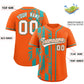 Custom Orange Aqua Split Fashion Coconut Tree Design Authentic Baseball Jersey Limited