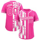 Custom Pink White Split Fashion Coconut Tree Design Authentic Baseball Jersey