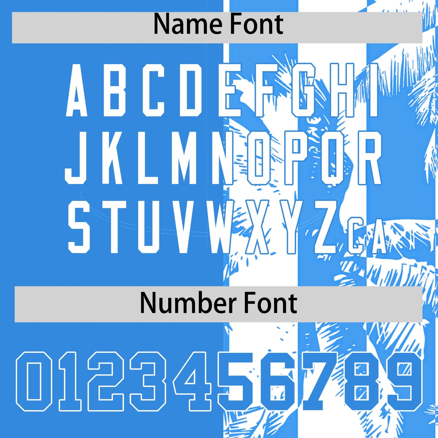 Custom Powder Blue White Split Fashion Coconut Tree Design Authentic Baseball Jersey Limited