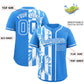 Custom Powder Blue White Split Fashion Coconut Tree Design Authentic Baseball Jersey Limited