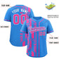 Custom Powder Blue Pink Split Fashion Coconut Tree Design Authentic Baseball Jersey Limited