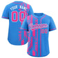 Custom Powder Blue Pink Split Fashion Coconut Tree Design Authentic Baseball Jersey