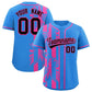 Custom Powder Blue Pink Split Fashion Coconut Tree Design Authentic Baseball Jersey