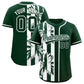 Custom Green White Split Fashion Coconut Tree Design Authentic Baseball Jersey