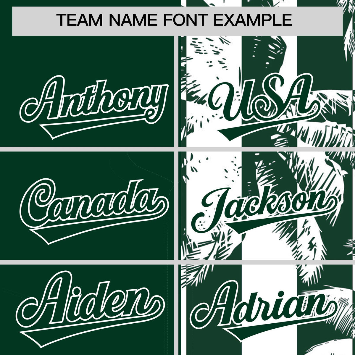 Custom Green White Split Fashion Coconut Tree Design Authentic Baseball Jersey Limited