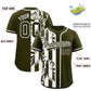 Custom Olive White Split Fashion Coconut Tree Design Authentic Baseball Jersey Limited