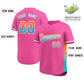 Custom Pink Orange-Aqua Personalized Gradient Font And Side Design Authentic Baseball Jersey Limited