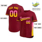 Custom Crimson Pink-Gold Personalized Gradient Font And Side Design Authentic Baseball Jersey Limited