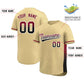 Custom Khaki Crimson-Black Personalized Gradient Font And Side Design Authentic Baseball Jersey Limited