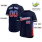 Custom Navy Royal-Red Personalized Gradient Font And Side Design Authentic Baseball Jersey Limited