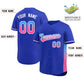 Custom Royal Powder Blue-Pink Personalized Gradient Font And Side Design Authentic Baseball Jersey Limited
