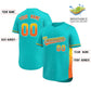 Custom Aqua Gold-Orange Personalized Gradient Font And Side Design Authentic Baseball Jersey Limited