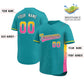 Custom Aqua Gold-Pink Personalized Gradient Font And Side Design Authentic Baseball Jersey Limited