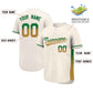 Custom Cream Kelly Green-Old Gold Personalized Gradient Font And Side Design Authentic Baseball Jersey Limited