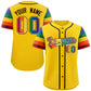 Custom Gold LGBT Rainbow For Pride Month Raglan Sleeves Authentic Baseball Jersey