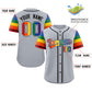 Custom Gray LGBT Rainbow For Pride Month Raglan Sleeves Authentic Baseball Jersey Limited