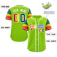Custom Neon Green LGBT Rainbow For Pride Month Raglan Sleeves Authentic Baseball Jersey Limited