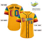 Custom Yellow LGBT Rainbow For Pride Month Raglan Sleeves Authentic Baseball Jersey Limited