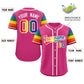 Custom Pink LGBT Rainbow For Pride Month Raglan Sleeves Authentic Baseball Jersey Limited