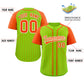 Custom Neon Green Orange-White Stripe Fashion Raglan Sleeves Authentic Baseball Jersey Limited
