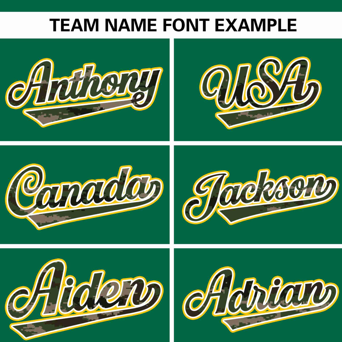 Custom Kelly Green Personalized Camo Font Authentic Baseball Jersey Limited