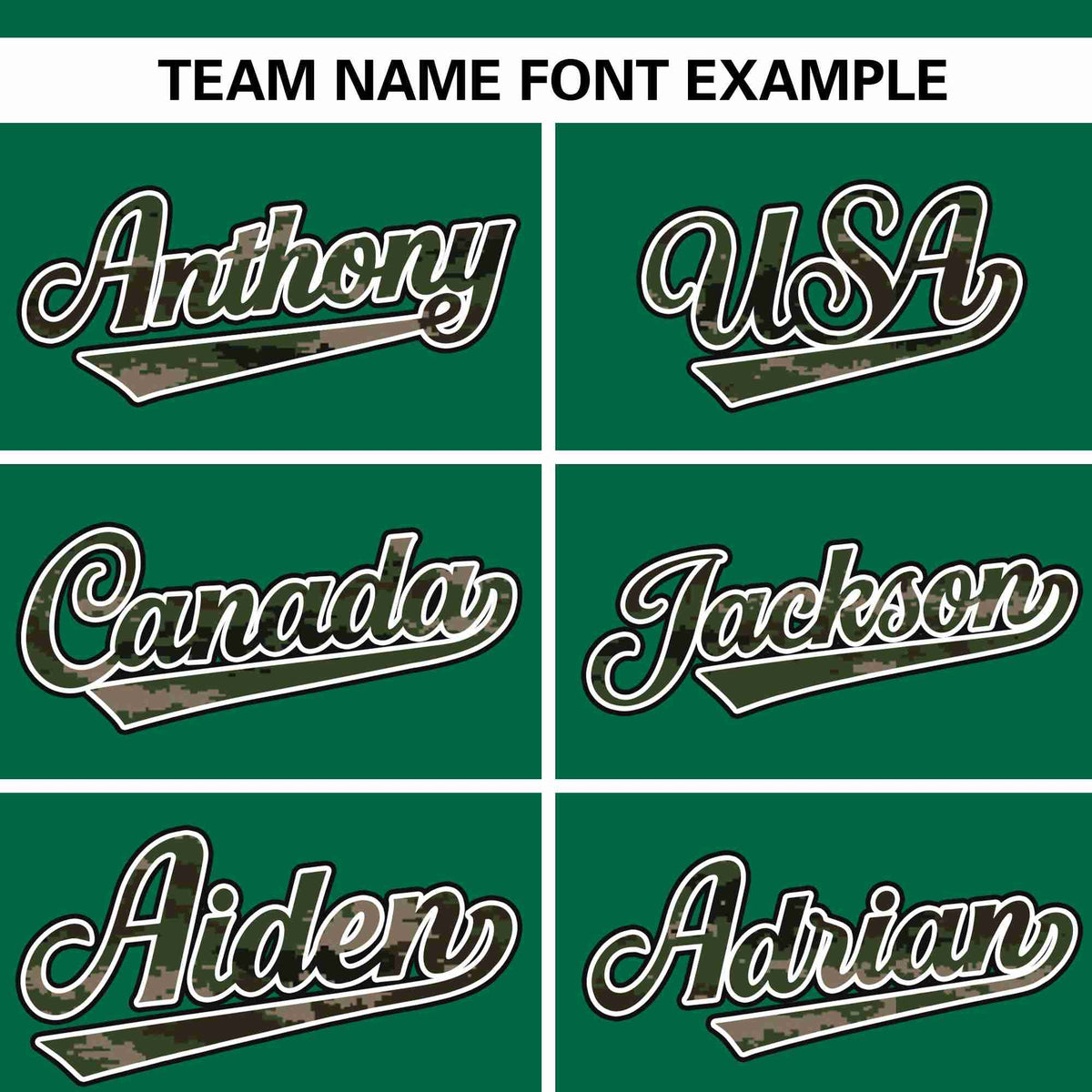 Custom Kelly Green Personalized Camo Font Authentic Baseball Jersey Limited