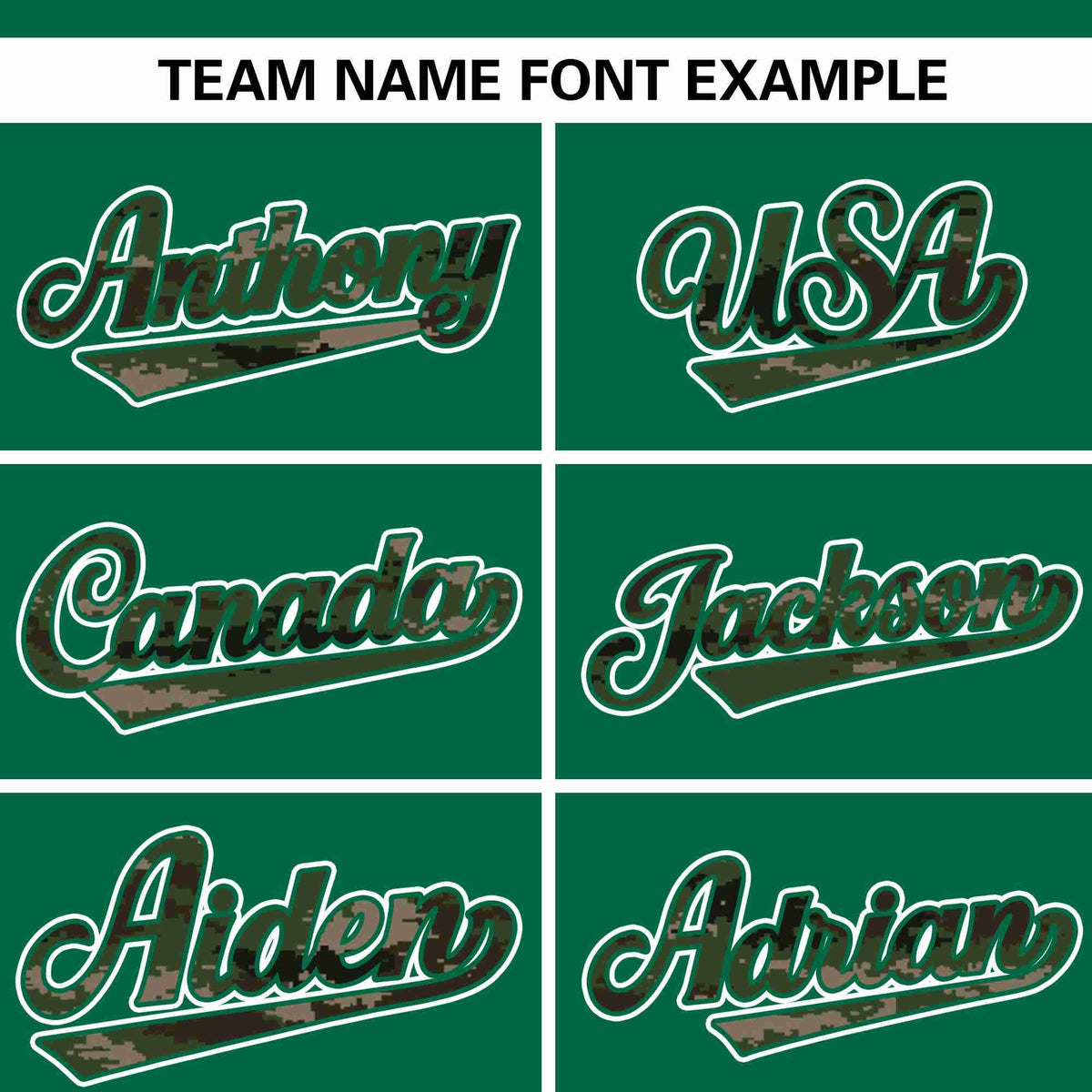 Custom Kelly Green Personalized Camo Font Authentic Baseball Jersey Limited