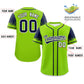 Custom Neon Green Navy Personalized Raglan Sleeves Design Authentic Baseball Jersey Limited