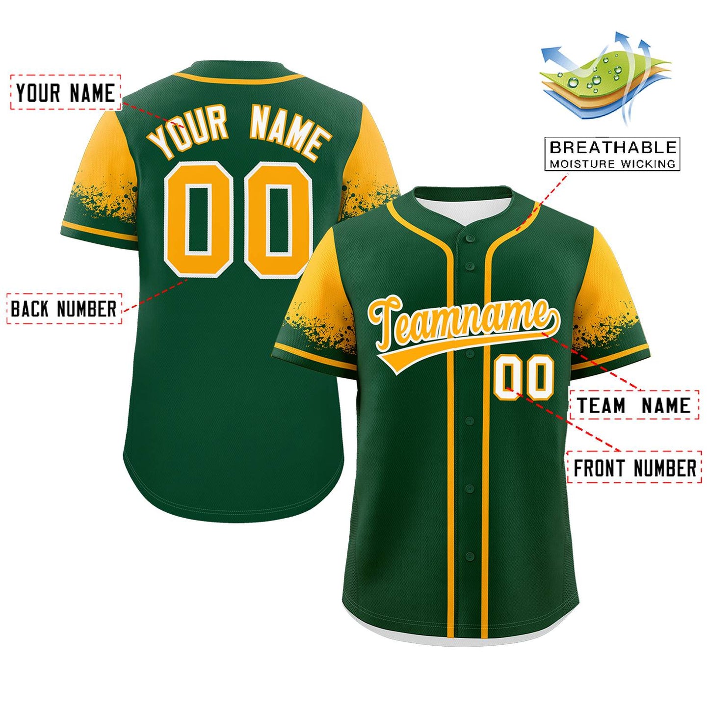 Custom Green Yellow Personalized Raglan Sleeves Design Authentic Baseball Jersey Limited
