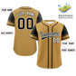 Custom Old Gold Black Personalized Raglan Sleeves Design Authentic Baseball Jersey Limited