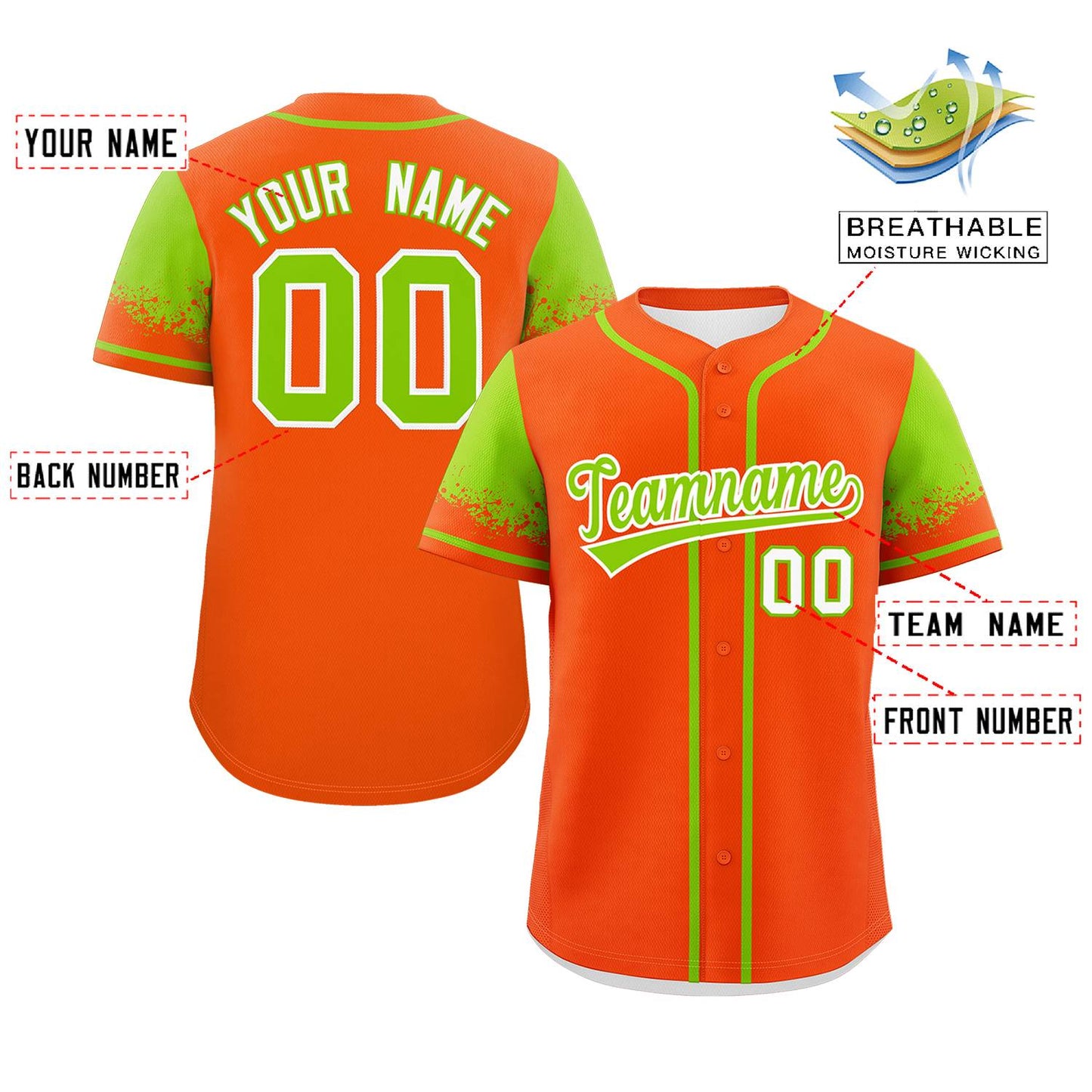 Custom Orange Neon Green Personalized Raglan Sleeves Design Authentic Baseball Jersey Limited